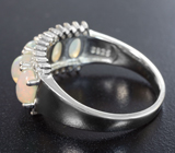Серебряное кольцо с кристаллическими эфиопскими опалами  Серебро 925