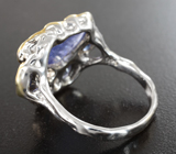 Серебряное кольцо с танзанитом 3,45 карата и синими сапфирами Серебро 925
