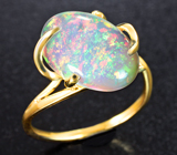 Золотое кольцо с ярким кристаллическим эфиопским опалом 4,36 карата Золото
