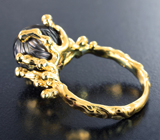 Золотое кольцо с резной жемчужиной с титановым люстром 6,75 карата и бриллиантами Золото