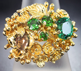 Золотое кольцо с неповторимыми уральскими самоцветами и бриллиантами Золото
