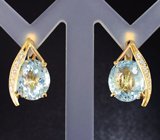 Комплект с аквамаринами 18,01 карата и бесцветными цирконами