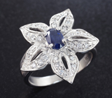 Оригинальное серебряное кольцо с насыщенно-синим сапфиром