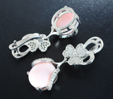 Романтичные серебряные серьги с перуанскими розовыми опалами Серебро 925