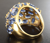 Шикарное серебряное кольцо с родолитом, разноцветными сапфирами и кианитами Серебро 925