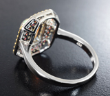Серебряное кольцо с кристалическим эфиопским опалом и сапфирами топового качества бриллиантовой огранки Серебро 925