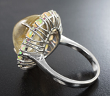 Роскошное серебряное кольцо с рутиловым кварцем, эфиопскими опалами и рубинами Серебро 925