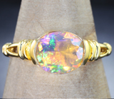 Золотое кольцо с ярким ограненным эфиопским опалом 1,29 карата Золото