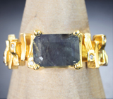 Золотое кольцо с уральским александритом 2,65 карата и бриллиантами Золото