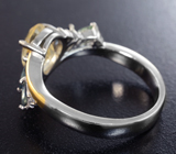 Элегантное серебряное кольцо с цитрином и полихромными сапфирами Серебро 925