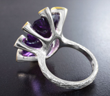 Серебряное кольцо с аметистом и родолитами Серебро 925