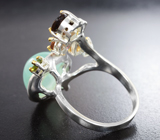 Серебряное кольцо с лазурным агатом, цитринами, перидотами и турмалинами
