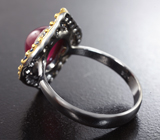 Серебряное кольцо с рубином 3,71 карата и синими сапфирами