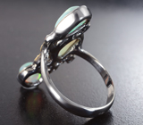 Серебряное кольцо с кристаллическими эфиопскими опалами 3,69 карата и сапфирами
