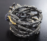 Серебряное кольцо с иолитами и синими сапфирами Серебро 925