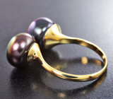 Золотое кольцо с цветным жемчугом 14,22 карата! Титановый люстр