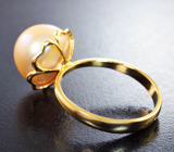 Золотое кольцо с кремовой морской жемчужиной 10,54 карата! Исключительный люстр Золото