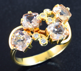 Золотое кольцо с чистейшими морганитами 1,98 карата и бриллиантами Золото