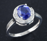 Изящное серебряное кольцо с ярко-синим сапфиром Серебро 925