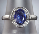 Изящное серебряное кольцо с ярко-синим сапфиром Серебро 925