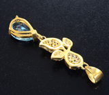 Романтичный серебряный кулон с голубым топазом и сапфирами Серебро 925
