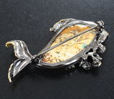 Серебряная брошь с яшмой, аметистом, перидотом и зелеными турмалинами Серебро 925