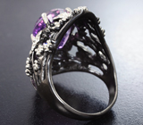Серебряное кольцо с аметистом и розовыми сапфирами Серебро 925