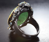 Серебряное кольцо с авантюрином 35+ карат и голубыми топазами Серебро 925