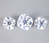 Топовая огранка! Набор из 3 чистейших муассанитов 9,75 карата 