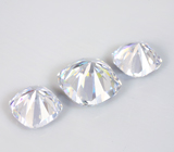 Топовая огранка! Набор из 3 чистейших муассанитов 9,75 карата 