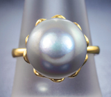 Золотое кольцо с крупным морским жемчугом 11,74 карата! Натуральный цвет Золото