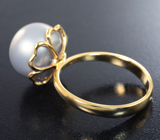 Золотое кольцо с крупным морским жемчугом 11,74 карата! Натуральный цвет Золото