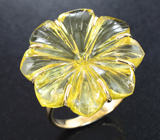 Золотое кольцо с резным лимонным цитрином 18,66 карата Золото