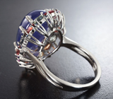 Роскошное серебряное кольцо с танзанитом 11,5 карат и разноцветными сапфирами Серебро 925