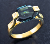 Золотое кольцо с индиголитом турмалином авторской огранки 3,51 карата и бриллиантами Золото
