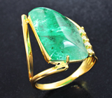 Золотое кольцо с уникальным уральским изумрудом 8,49 карата и бриллиантами Золото
