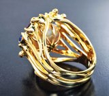 Массивное золотое кольцо с неповторимым эфиопским опалом 5,98 карата, самоцветами и бриллиантами