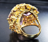 Кольцо с резными аметринами 29,36 карата, аметистами, желтыми сапфирами и бриллиантами Золото