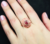 Серебряное кольцо с рубеллитом и розовыми турмалинами Серебро 925