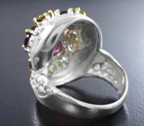 Серебряное кольцо с родолитами и разноцветными турмалинами Серебро 925