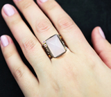 Серебряное кольцо с розовым кварцем 20+ карат и аметистами