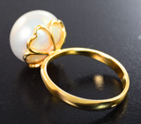 Золотое кольцо с крупной морской жемчужиной 14,71 карата! Исключительный люстр Золото