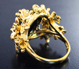 Массивное золотое кольцо с крупным черным опалом 6,54 карата и бриллиантами Золото