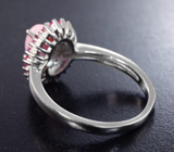 Серебряное кольцо с перуанским розовым опалом и сапфирами Серебро 925