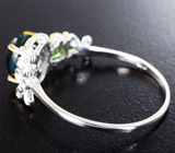 Серебряное кольцо с кристаллическим черным опалом и диопсидом Серебро 925