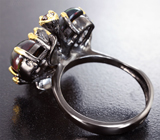 Серебряное кольцо с кристаллическими черными опалами и родолитами Серебро 925