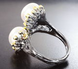 Серебряное кольцо с жемчугом и альмандинами гранатами Серебро 925