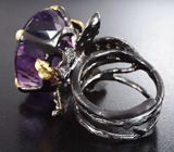 Серебряное кольцо с аметистом 35+ карат и родолитами Серебро 925