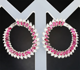 Эффектные серебряные серьги с рубинами Серебро 925