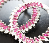 Эффектные серебряные серьги с рубинами Серебро 925